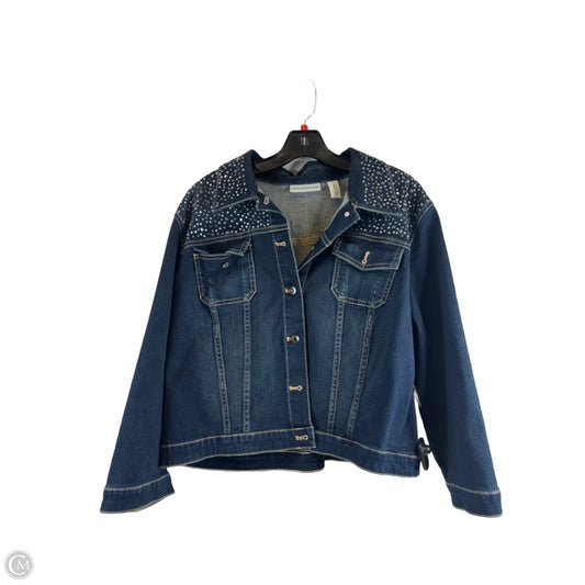 Jacket Denim By Chicos In Blue Denim, Size: Xl