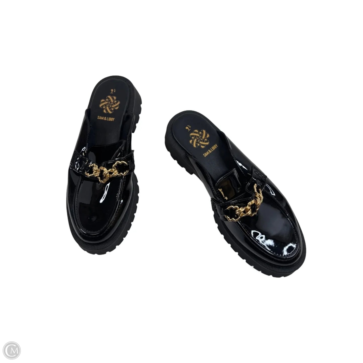 Shoes Flats By Sam And Libby In Black & Gold, Size: 9.5