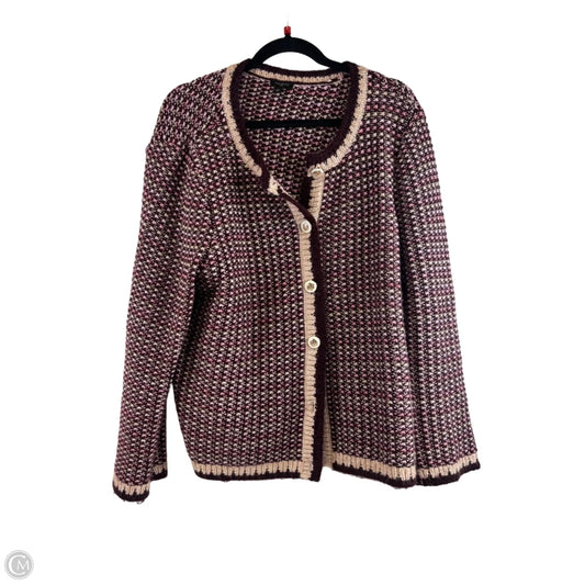Sweater Cardigan By Talbots In Purple & Tan, Size: 2x