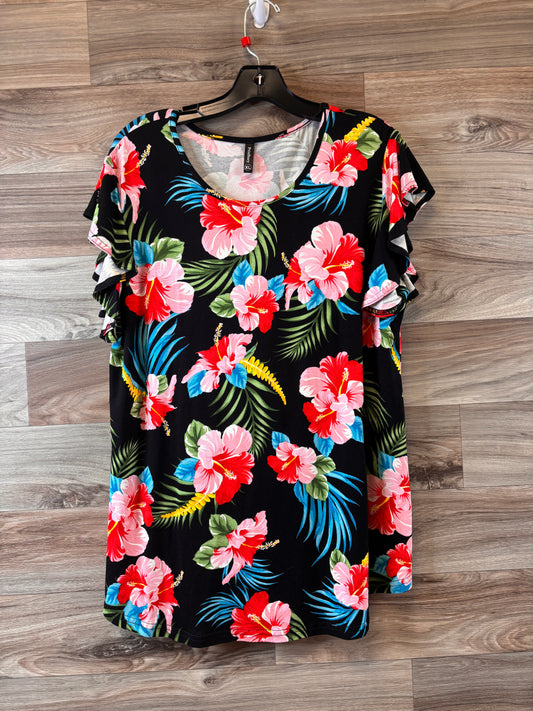 Floral Print Top Short Sleeve Clothes Mentor, Size Xl