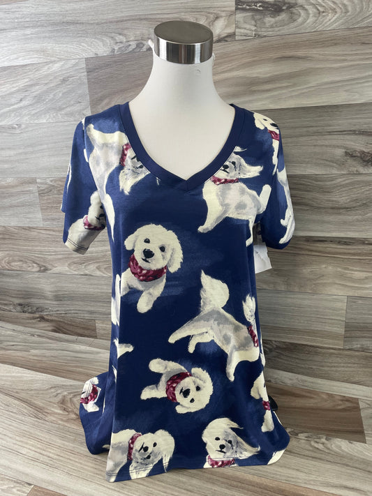 Blue & White Top Short Sleeve Lularoe, Size S