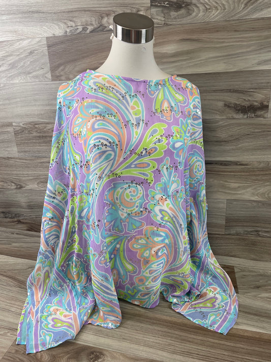 Green & Purple Top Short Sleeve Bob Mackie Qvc, Size S