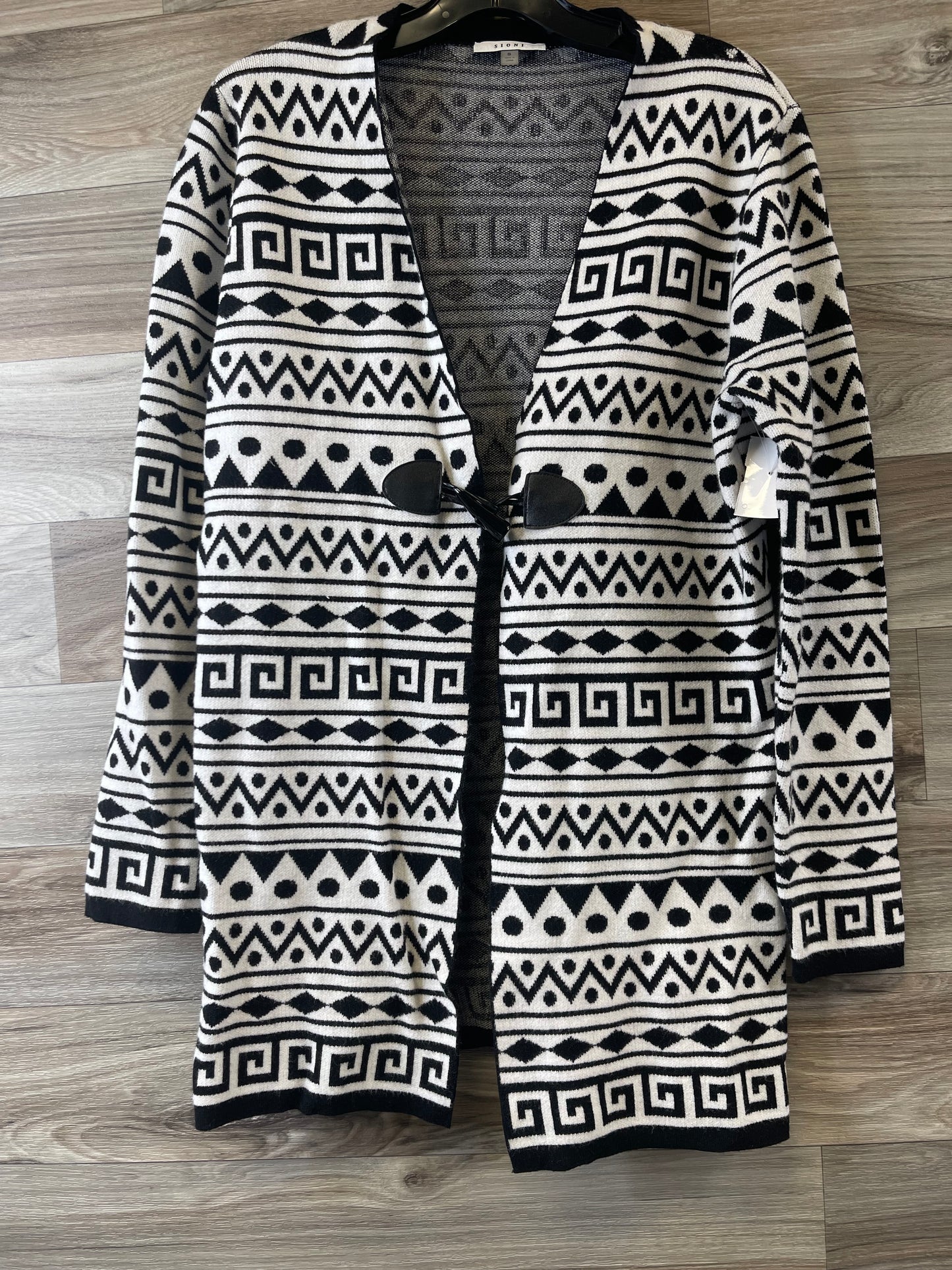 Sweater Cardigan By Sioni In Black & White, Size: S