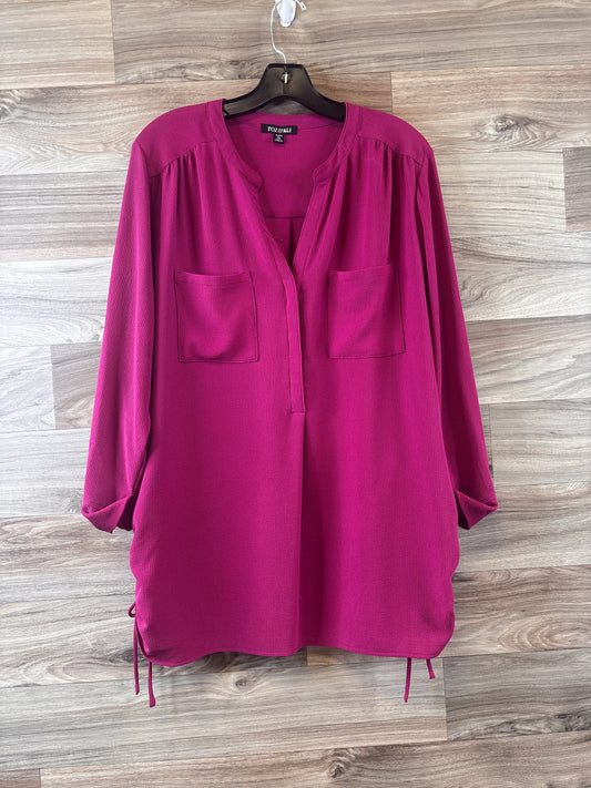 Top 3/4 Sleeve By Roz And Ali In Purple, Size: 2x