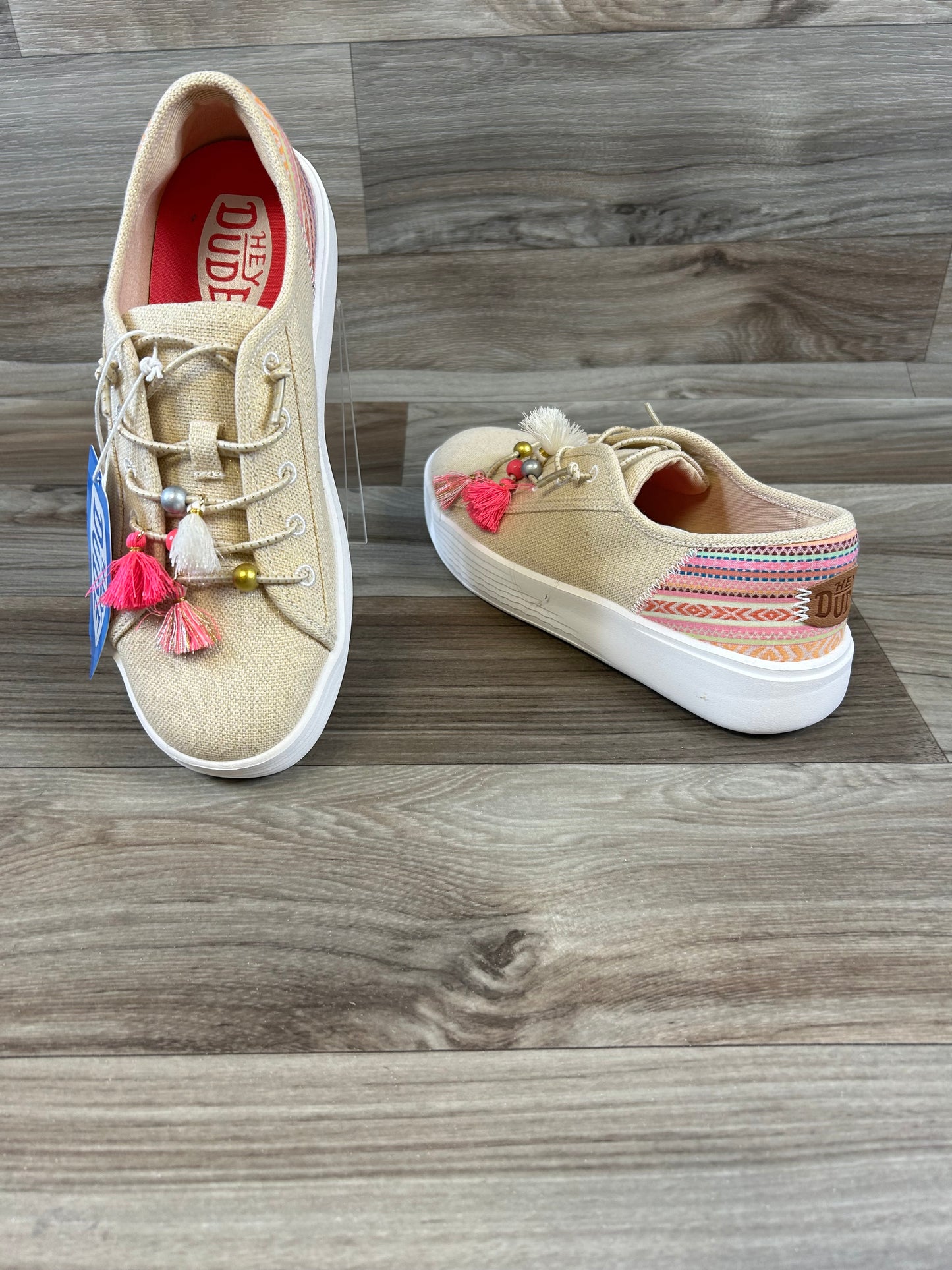 Shoes Sneakers By Hey Dude In Pink & Tan, Size: 8