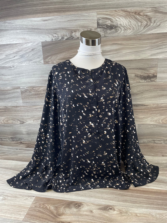 Top Long Sleeve By Apt 9 In Black & Tan, Size: Xl