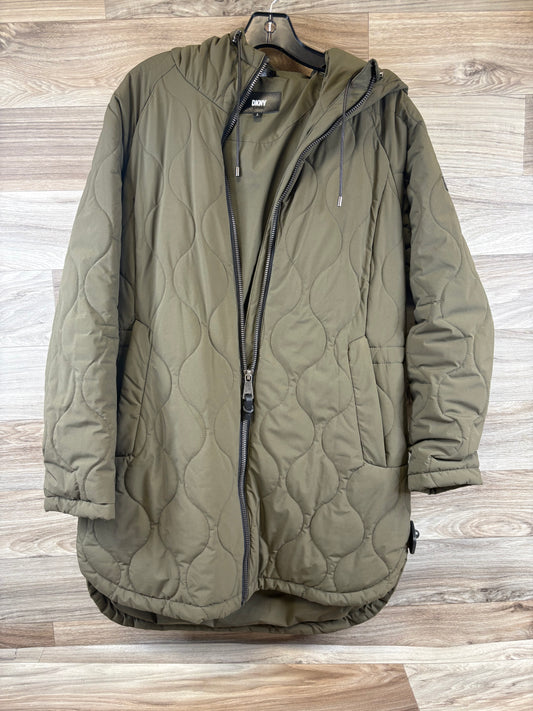 Jacket Puffer & Quilted By Dkny In Green, Size: L