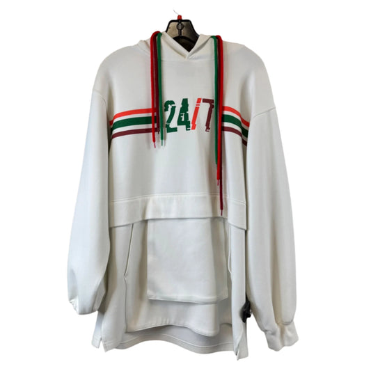 Sweatshirt Hoodie By Clothes Mentor In Cream, Size: L