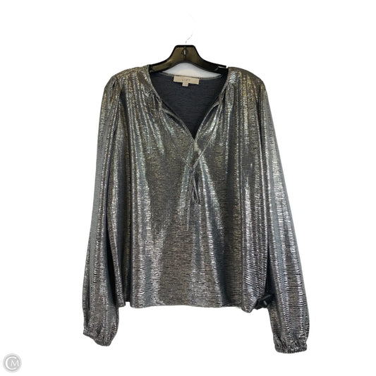 Top Long Sleeve By Loft In Silver, Size: M
