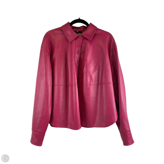 Jacket Shirt By 7 For All Mankind In Pink, Size: M
