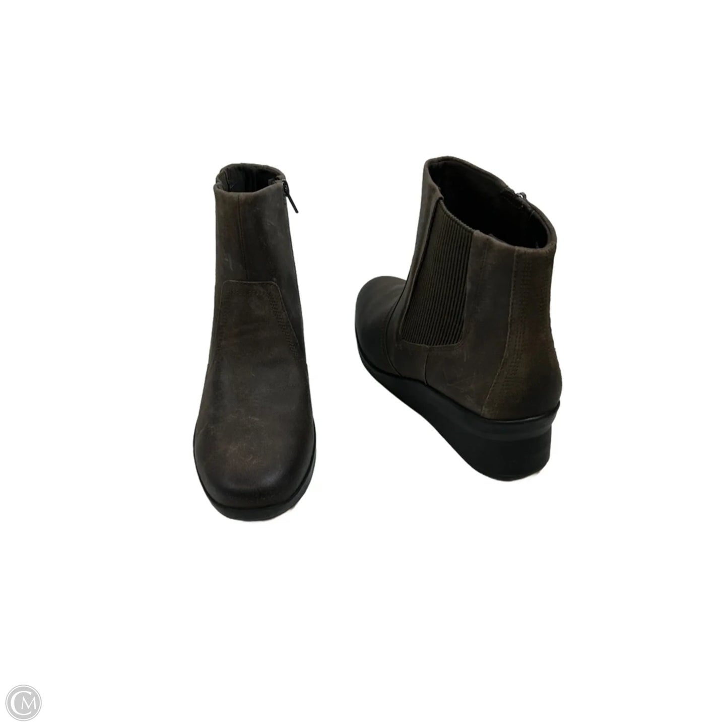 Boots Ankle Heels By Clarks In Brown, Size: 7.5