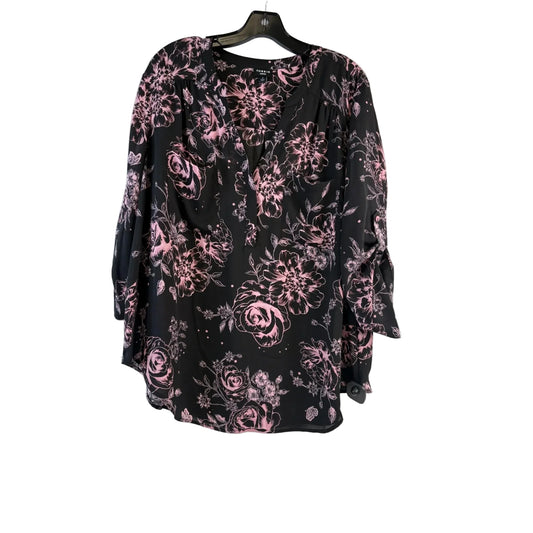 Top 3/4 Sleeve By Torrid In Black & Pink, Size: 2x