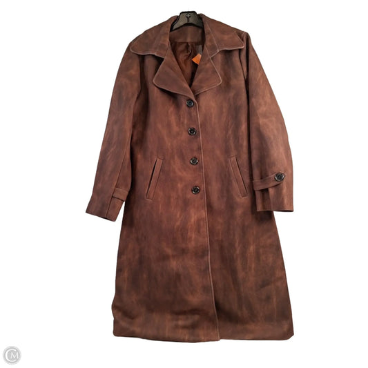 Coat Trench Coat By Clothes Mentor In Brown, Size: L