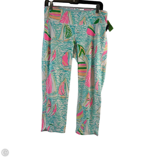 Capris Designer By Lilly Pulitzer In Green & Pink, Size: L