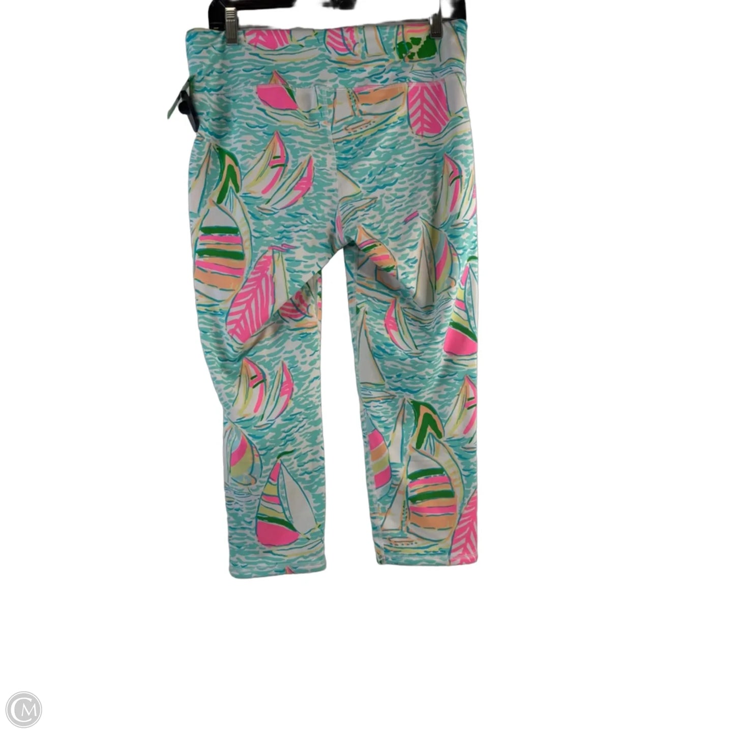 Capris Designer By Lilly Pulitzer In Green & Pink, Size: L