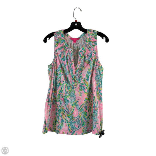 Tank Top Designer By Lilly Pulitzer In Green & Pink, Size: L