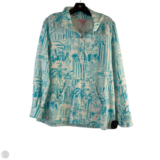 Top Long Sleeve Designer By Lilly Pulitzer In Blue & White, Size: M