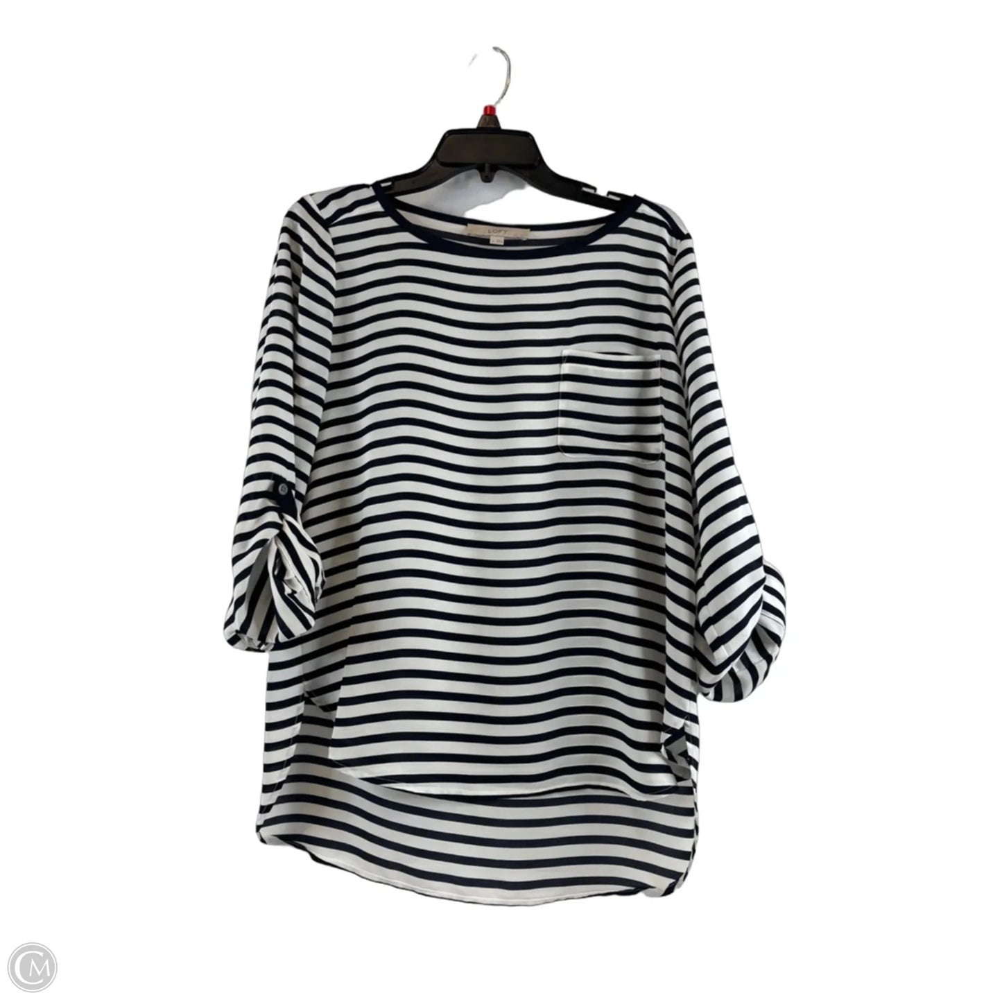 Top 3/4 Sleeve Basic By Loft In Striped Pattern, Size: S
