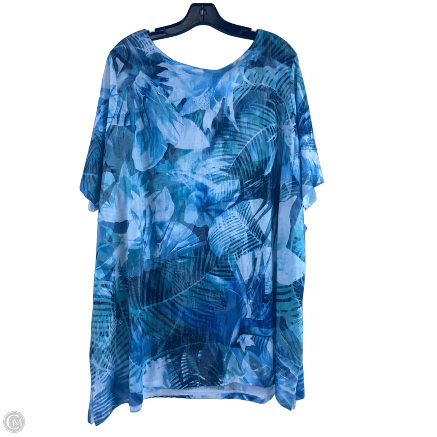 Top Short Sleeve By Cj Banks In Blue & Green, Size: 3x