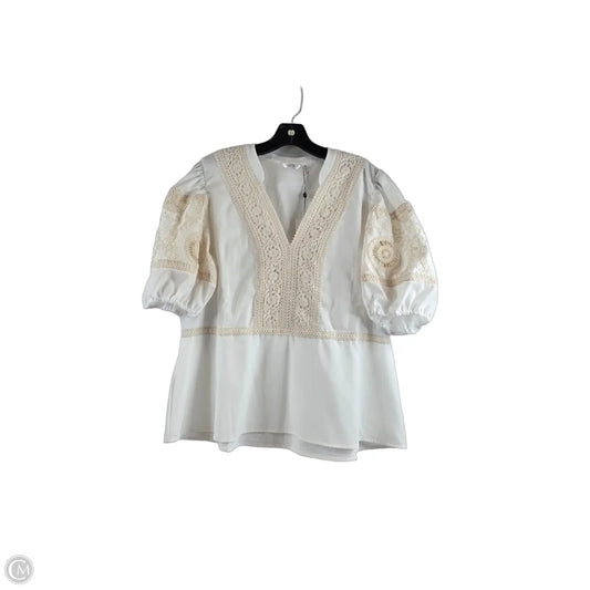 Top Short Sleeve By Kaktus In Ivory, Size: Xl