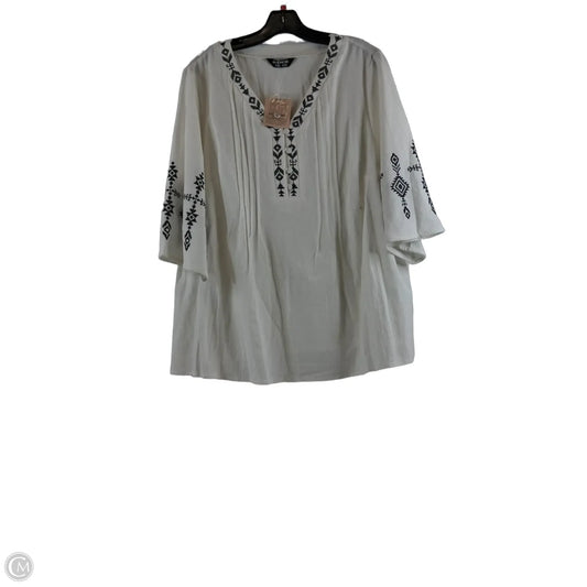 Top 3/4 Sleeve Basic By Bloomchic In Black & White, Size: Xl