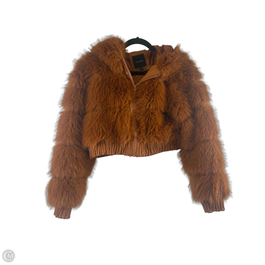 Jacket Faux Fur & Sherpa By Clothes Mentor In Bronze, Size: M