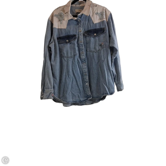 Jacket Denim By Universal Thread In Blue & Cream, Size: Xl