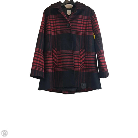 Coat Peacoat By J. Jill In Black & Red, Size: Xs
