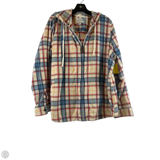 Jacket Shirt By L.l. Bean In Cream & Red, Size: 1x