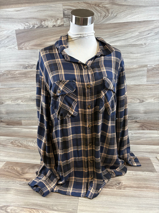 Top Long Sleeve By Terra & Sky In Plaid Pattern, Size: 1x