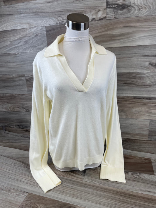 Top Long Sleeve By Free Assembly In Ivory, Size: M