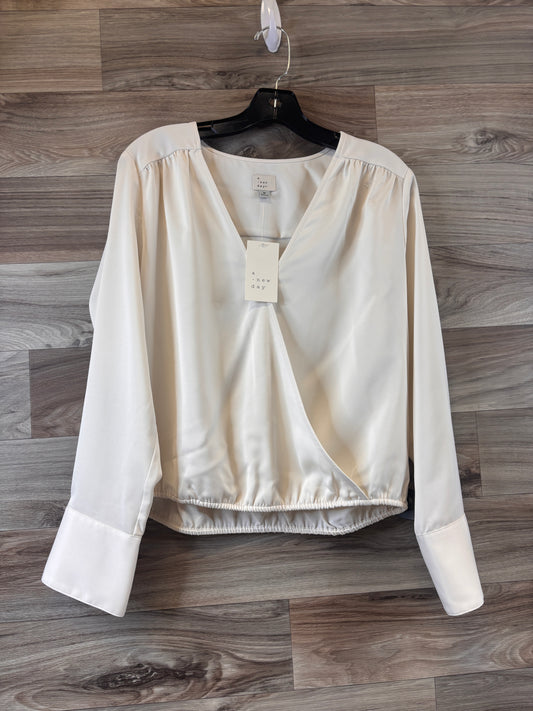 Top Long Sleeve By A New Day In Cream, Size: M