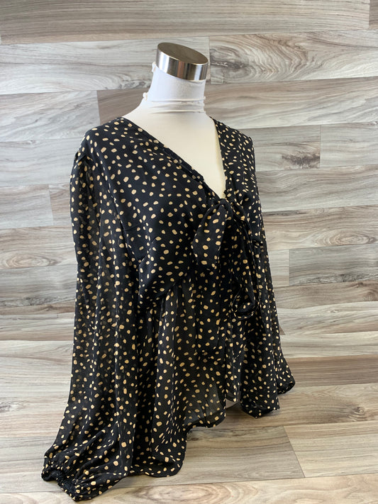 Top Long Sleeve By Shein In Polkadot Pattern, Size: Xl