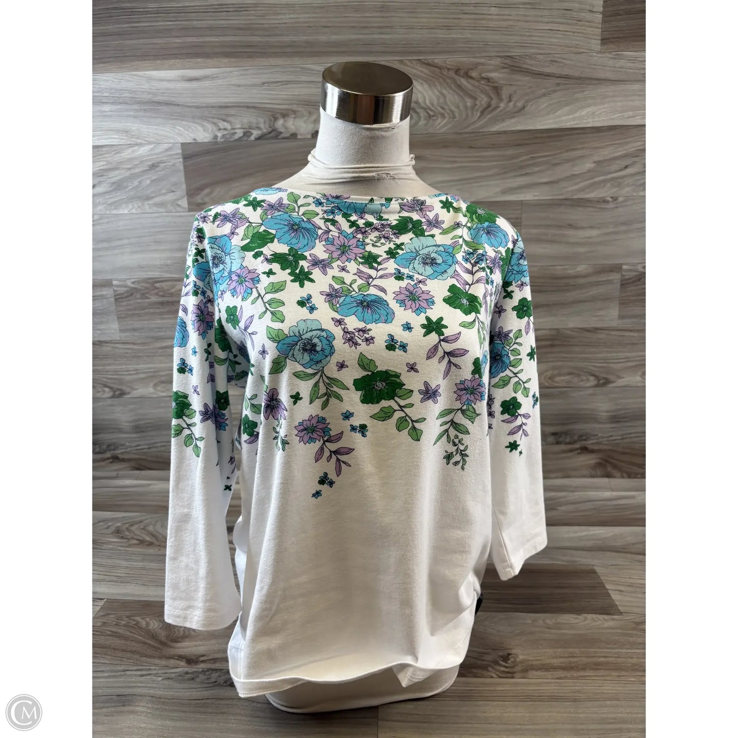 Top 3/4 Sleeve Basic By Talbots In Floral Print, Size: Lp