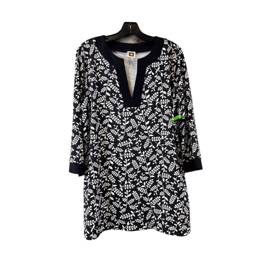 Top Long Sleeve By Anne Klein In Black & White, Size: L