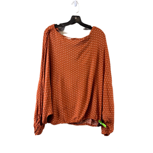 Top Long Sleeve By Clothes Mentor In Orange & White, Size: M