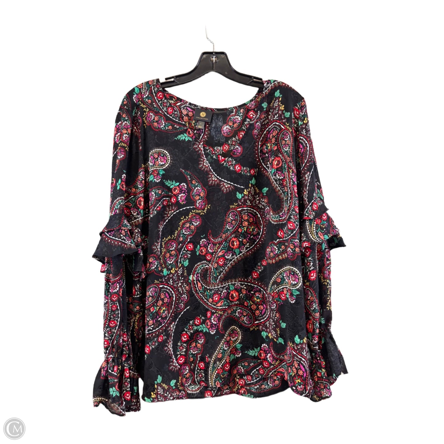 Top Long Sleeve By Jm Collections In Black & Red, Size: L