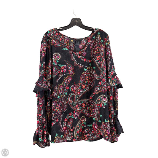 Top Long Sleeve By Jm Collections In Black & Red, Size: L