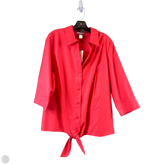 Top 3/4 Sleeve By Cj Banks In Coral, Size: 1x