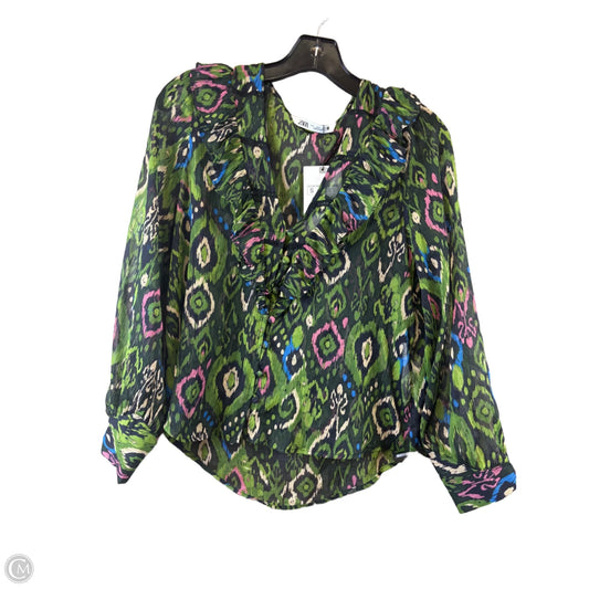 Top Long Sleeve Basic By Zara In Green & Pink, Size: S
