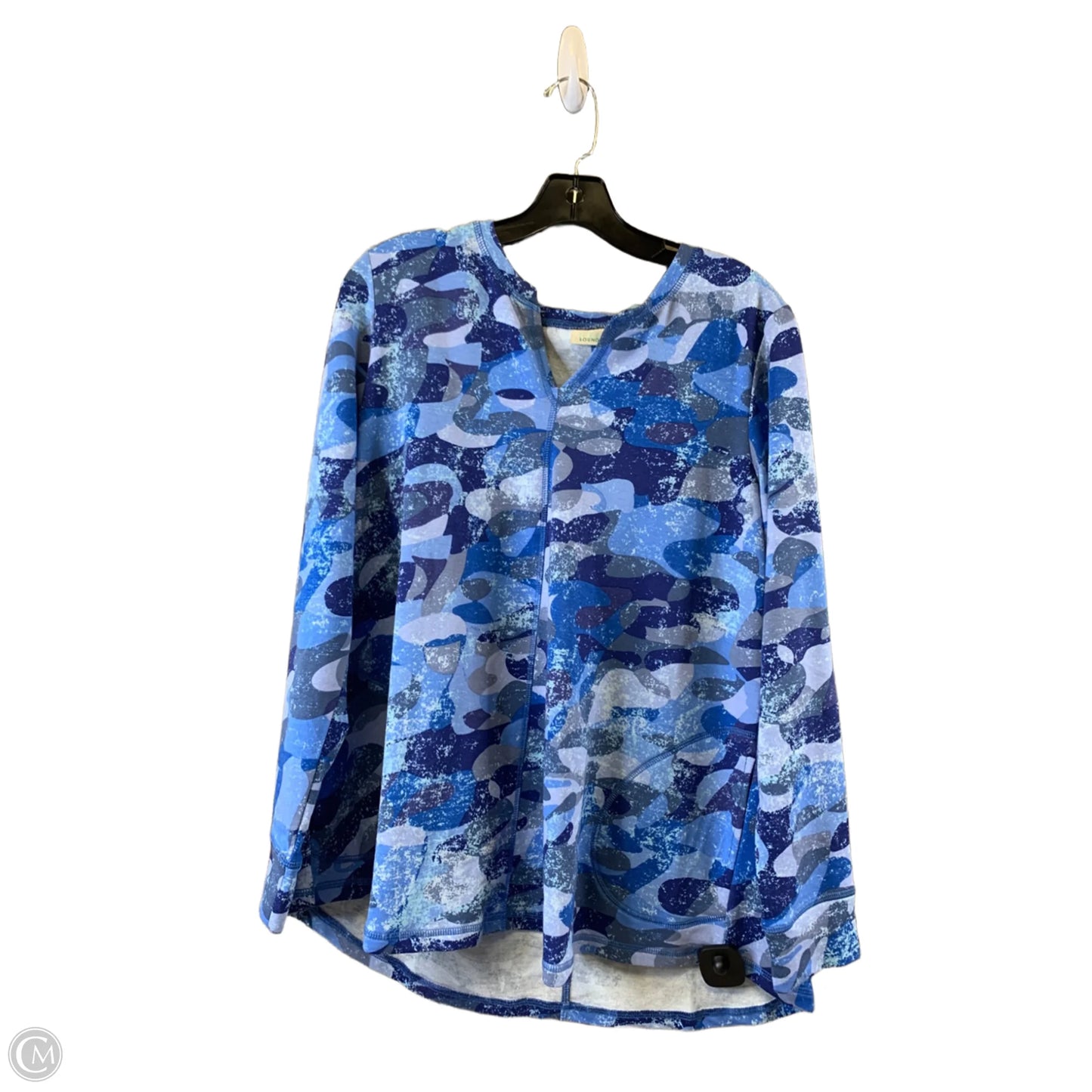 Top Long Sleeve By Logo In Blue, Size: M