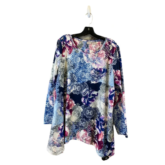 Top 3/4 Sleeve By Chicos In Pink & Purple, Size: Xl