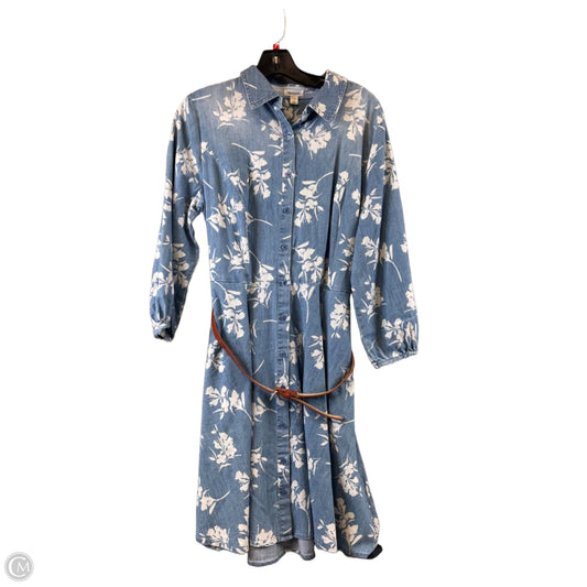 Dress Casual Midi By Westport In Blue & White, Size: L