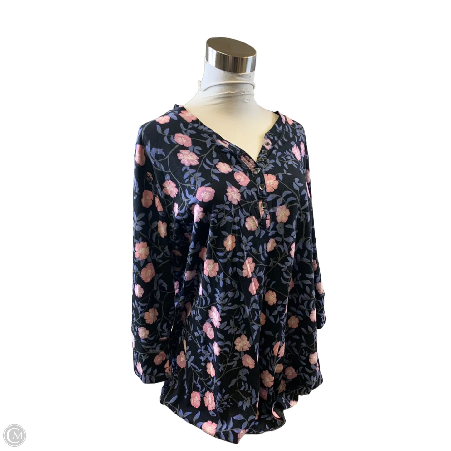 Top 3/4 Sleeve By Relativity In Black & Purple, Size: 2x