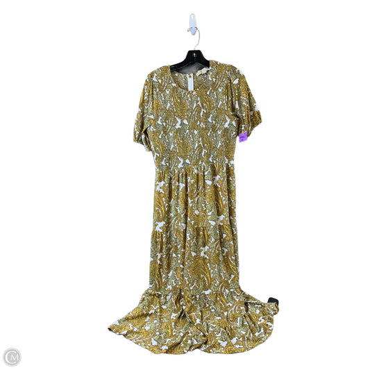Dress Casual Maxi By Michael By Michael Kors In White & Yellow, Size: L