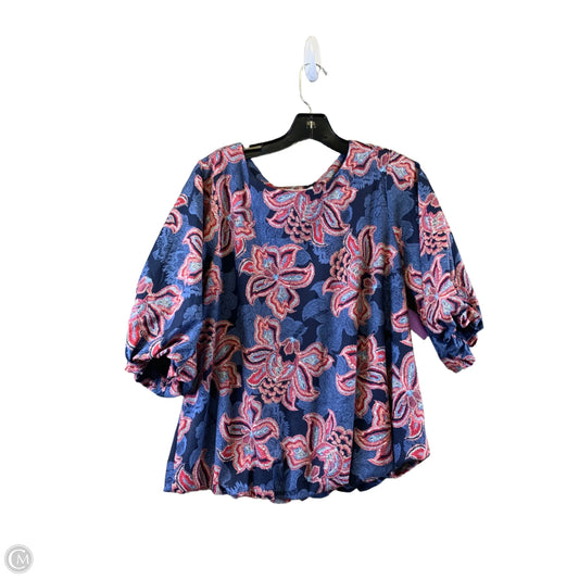 Top Short Sleeve By Chicos In Blue & Red, Size: L