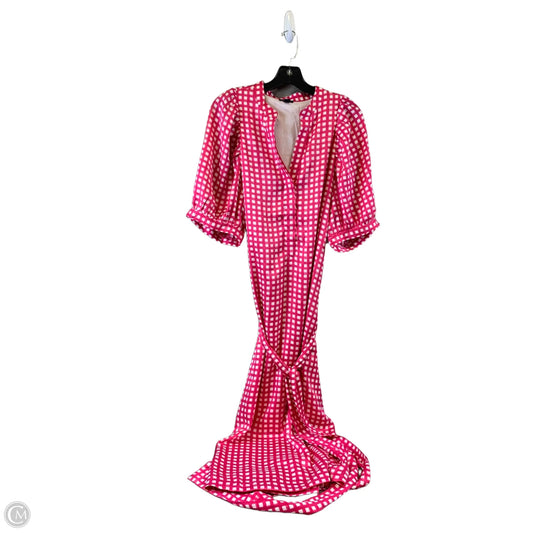 Dress Casual Midi By Ann Taylor In Pink & White, Size: L