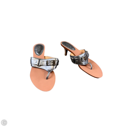 Sandals Designer By Coach In Silver, Size: 8