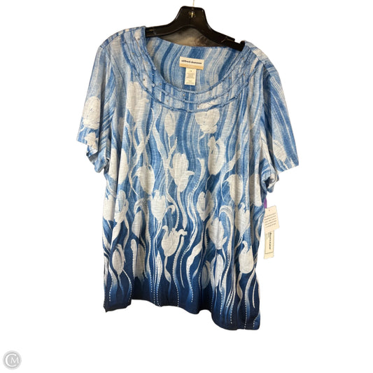 Top Short Sleeve By Alfred Dunner In Blue & White, Size: 1x