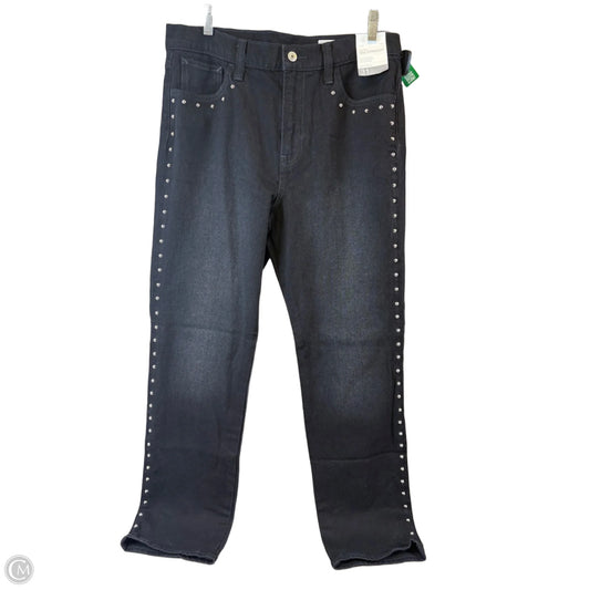 Jeans Straight By Gap In Black Denim, Size: 12